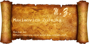 Maximovics Zulejka névjegykártya